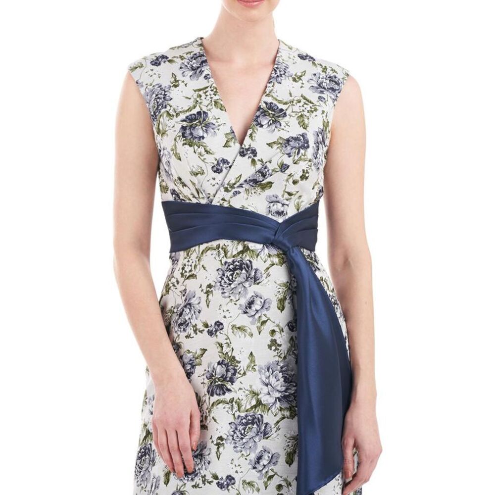 Kay Unger New York Womens Ansley White Floral Pleated Evening Dress Gown NWT - Picture 4 of 5